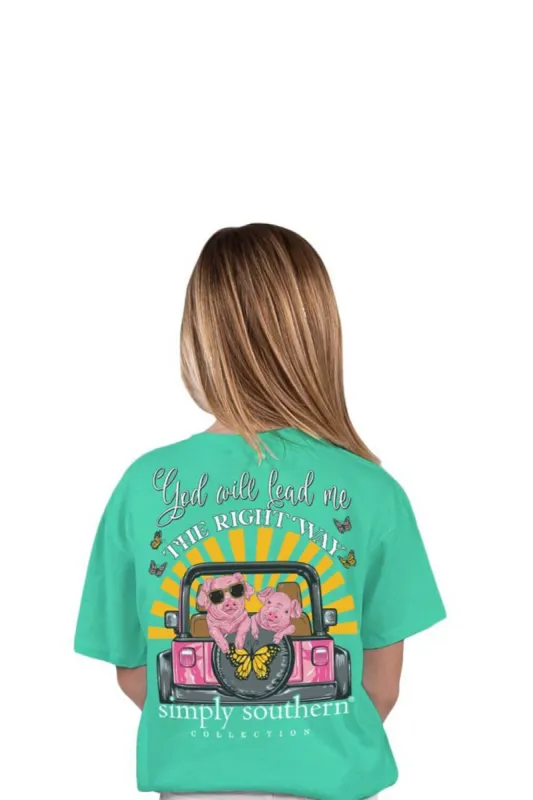 Simply Southern Youth Lead Shore T-Shirt for Girls in Teal Blue | YTH-SS-LEAD-SHORE sold by Glik’s