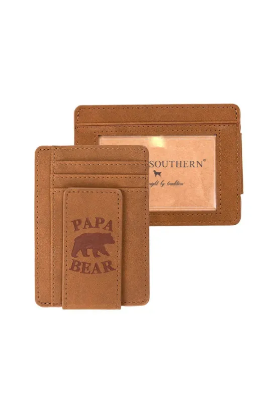 Simply Southern Papa Bear Leather Money Clip Wallet in Brown | 0223-MN-LTHR-WALLET-PAPA sold by Glik’s
