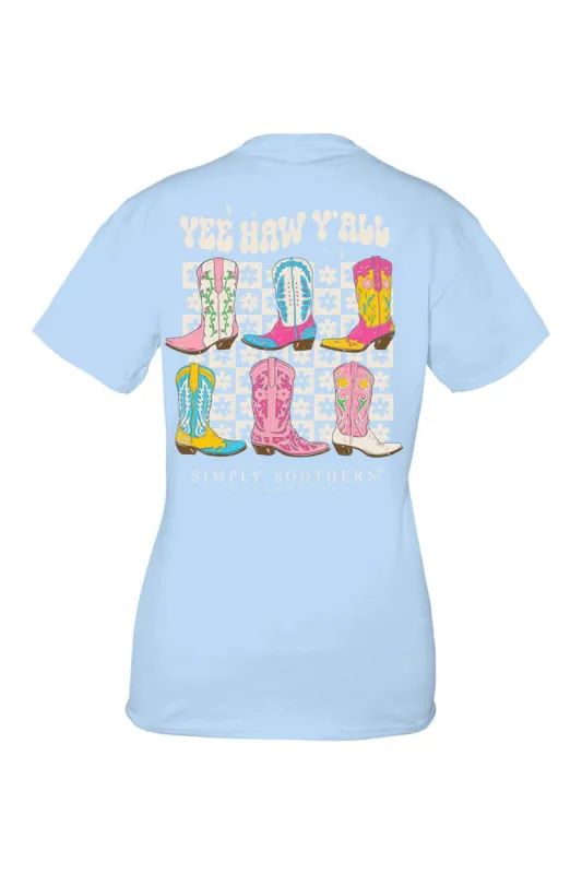 Simply Southern Plus Size Yeehaw Ya’ll T-Shirt for Women in Blue | EXT-SS-BOOTS-HERON made by Glik’s