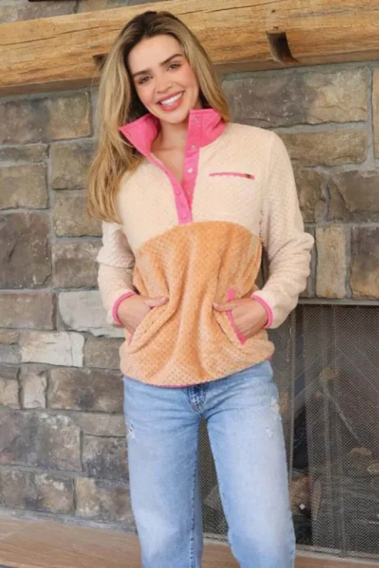 Simply Southern Simply Soft Pullover for Women in Honey Color Block | PP-0224-PULL-SMPSFT-HONEY sold by Glik’s