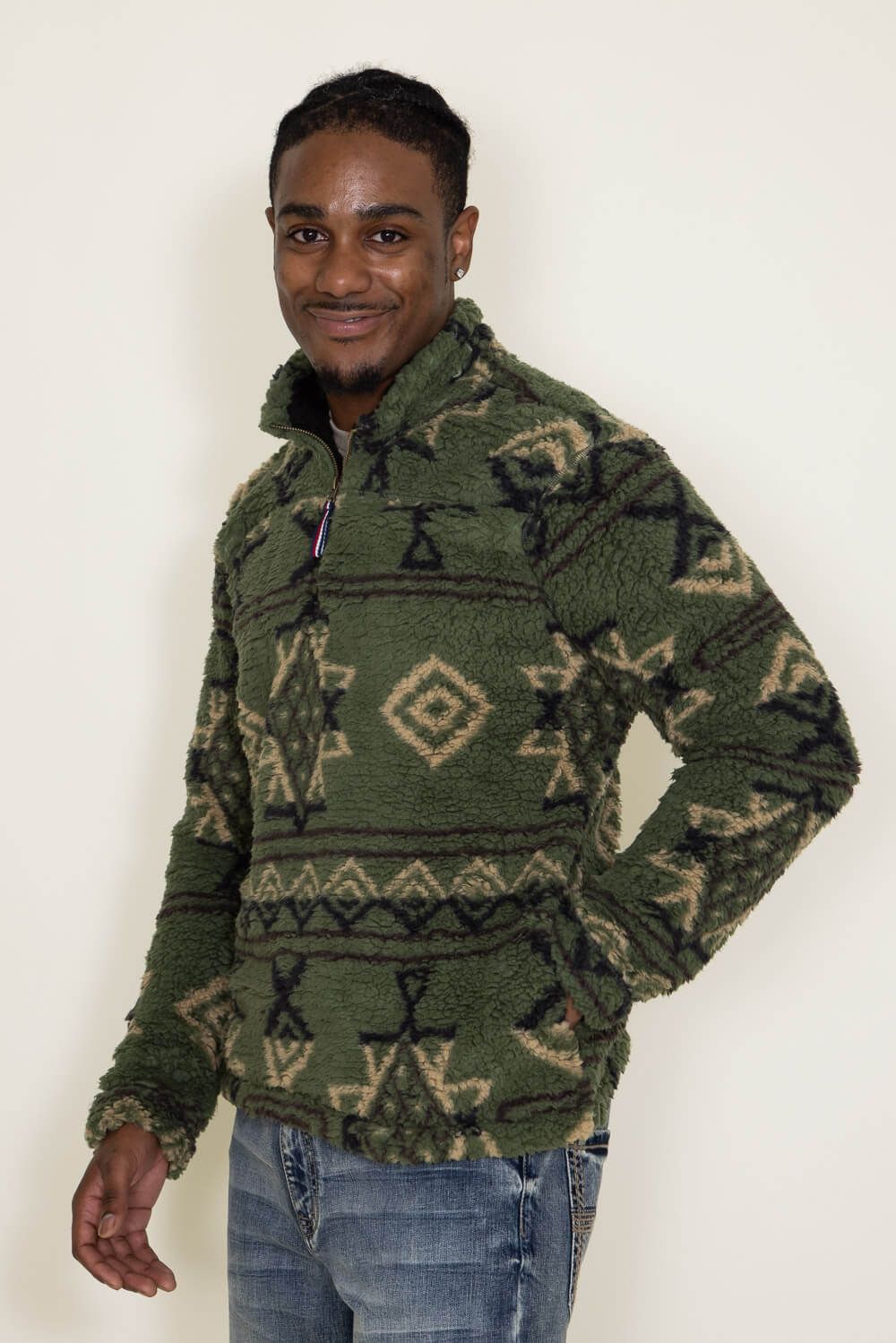 Sherpa Quarter Zip for Men in Olive | VIJ122526-OLIVEMULTI sold by Glik’s product image thumbnail 3