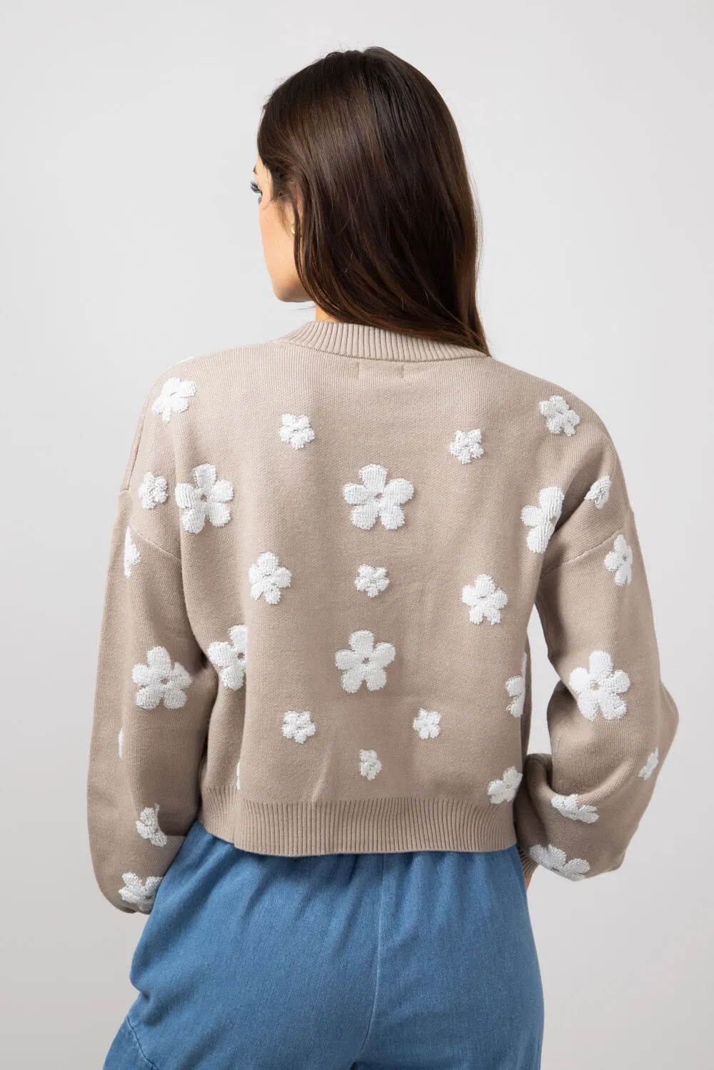Simply Southern Cropped Flower Sweater for Women in Tan | PP-0224-SWTR-CRP-FLWR sold by Glik’s product image thumbnail 3