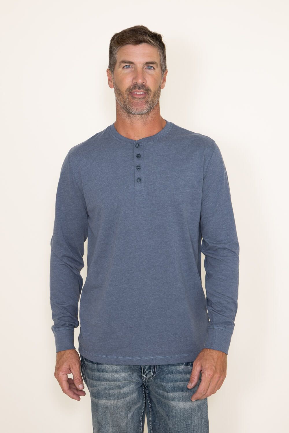 Weatherproof Vintage Jersey Henley Shirt for Men in Blue | F83610GK-MEDBLUEHEATHER sold by Glik’s product image thumbnail 2