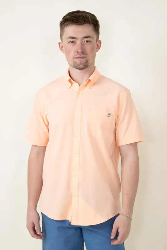 Huk Fishing Kona Button Down Shirt for Men in Orange | H1500154-824-PEACHNECTAR made by Glik’s