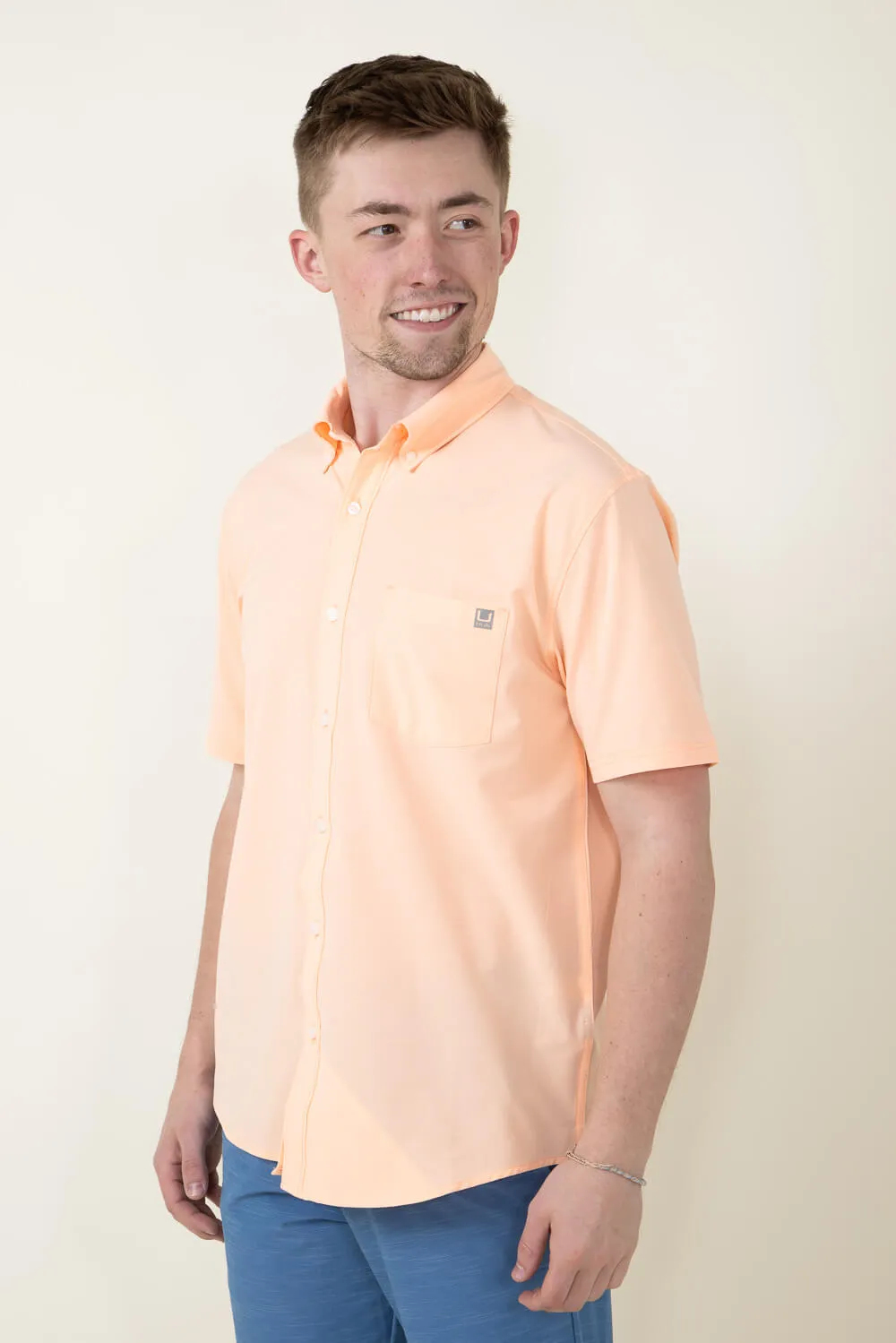 Huk Fishing Kona Button Down Shirt for Men in Orange | H1500154-824-PEACHNECTAR sold by Glik’s product image thumbnail 3
