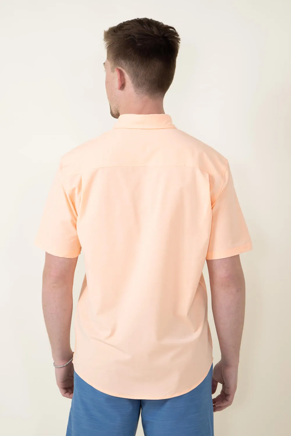 Huk Fishing Kona Button Down Shirt for Men in Orange | H1500154-824-PEACHNECTAR sold by Glik’s product image thumbnail 2