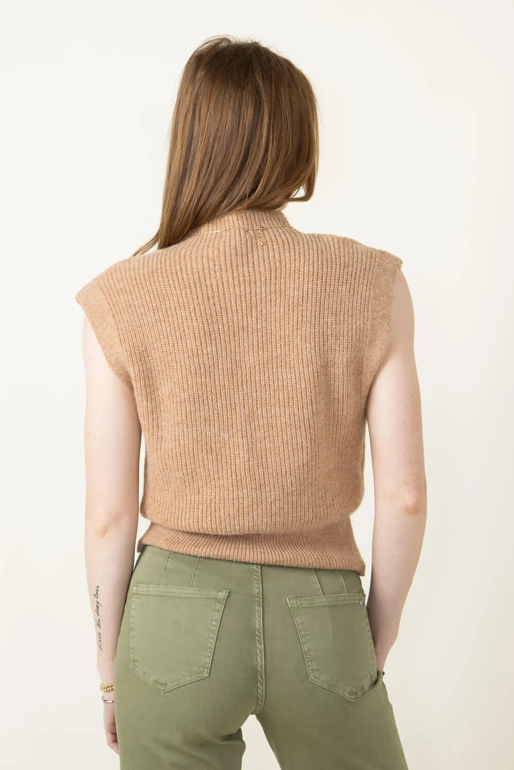 Mock Neck Sweater Vest for Women in Camel | MT1546-CAMEL sold by Glik’s product image thumbnail 2