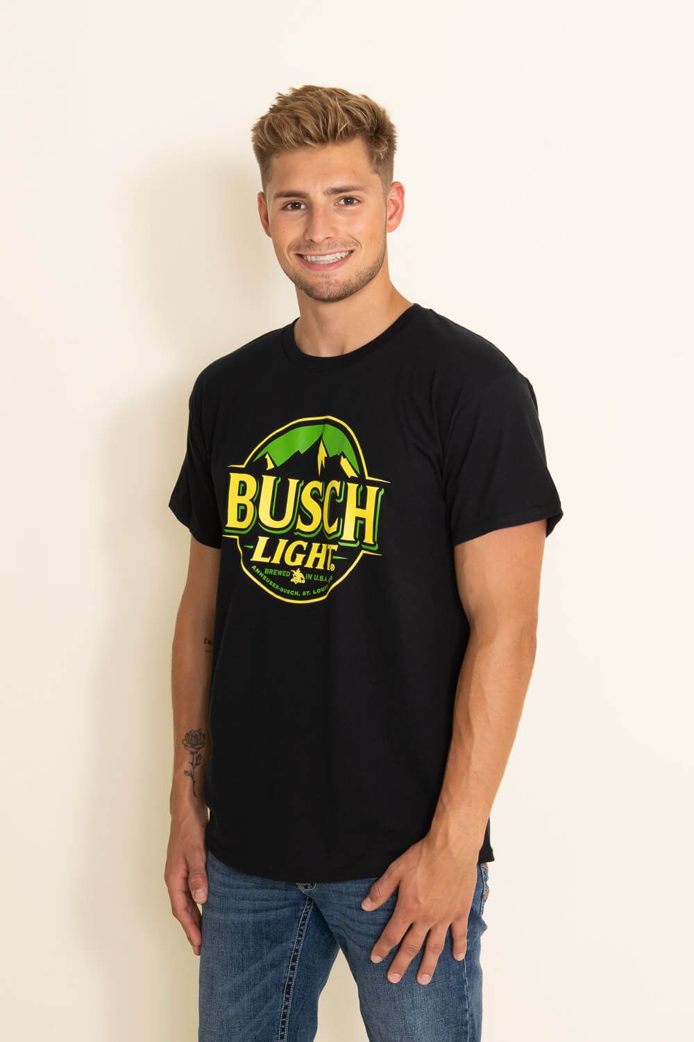 Brew City Apparel Busch Light Two-Tone T-Shirt for Men in Black | 15620-812A-BLACK sold by Glik’s product image thumbnail 3