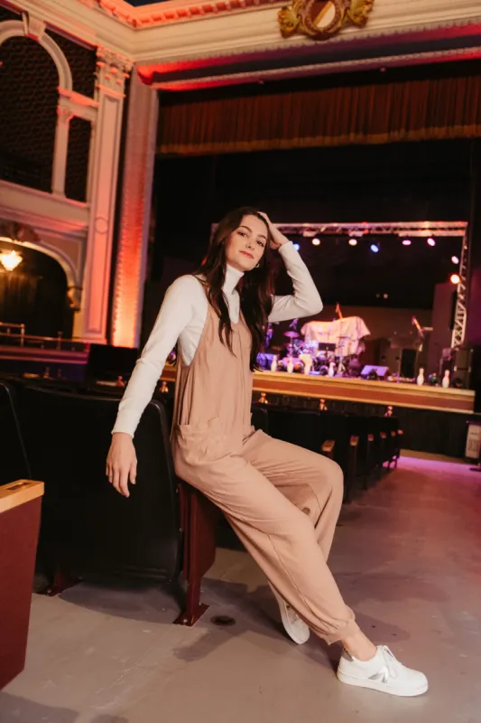 Illa Illa Ribbed Knit Onesie Jumpsuit for Women in Brown | P1738-ALMOND sold by Glik’s
