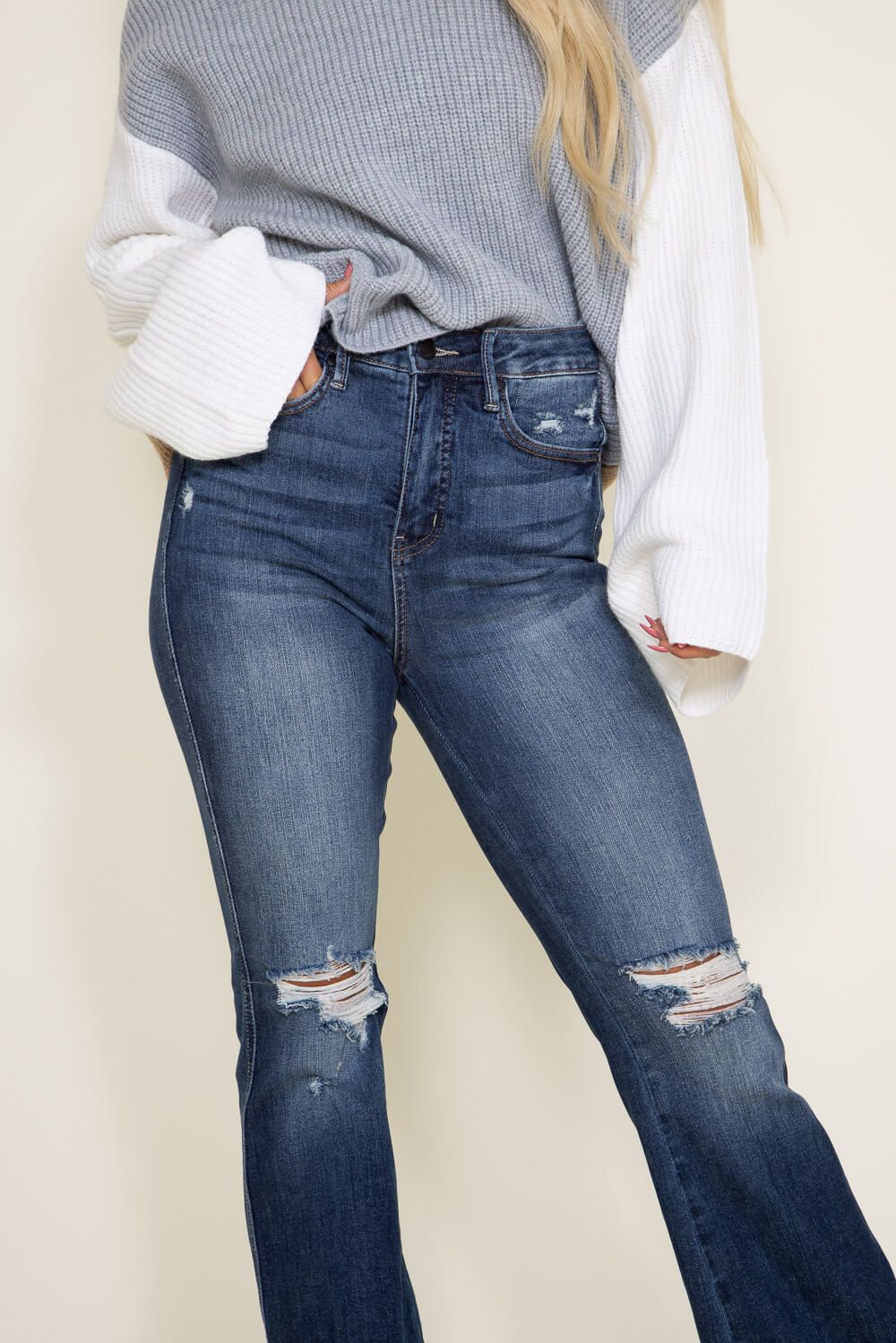 Judy Blue High Rise Fray Hem Flare Jeans for Women | JB88739-DK sold by Glik’s product image thumbnail 3