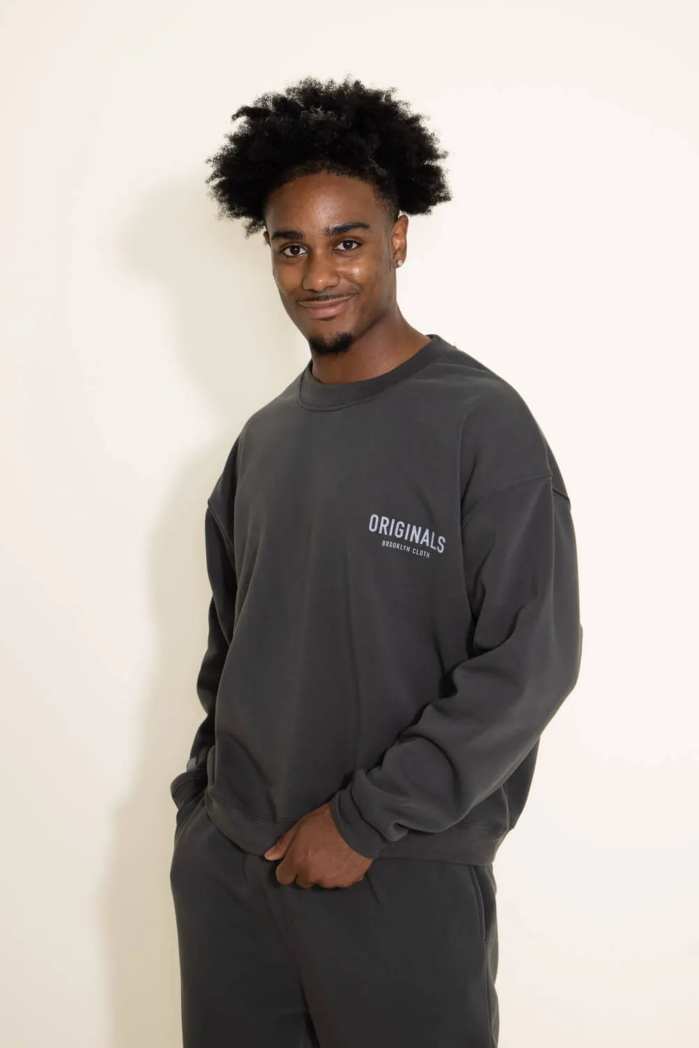 Brooklyn Cloth Originals Fleece Sweatshirt for Men in Dusty Black | BLME921S-DYB sold by Glik’s product image thumbnail 5