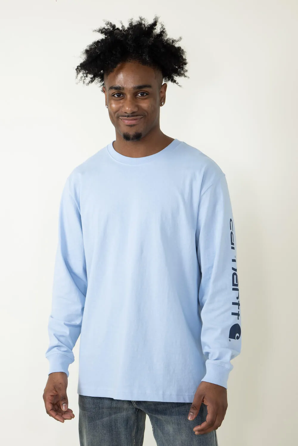 Carhartt Long Sleeve Logo T-Shirt for Men in Light Blue | K231-HC5-FOGBLUE/NAVY sold by Glik’s product image thumbnail 5