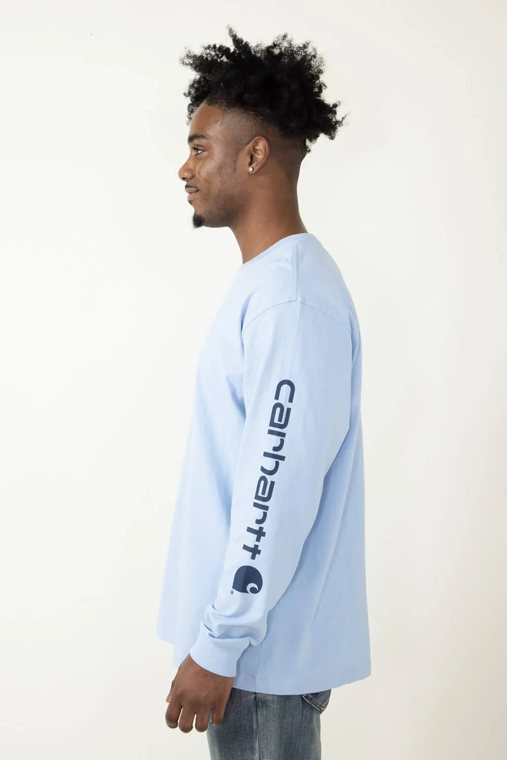 Carhartt Long Sleeve Logo T-Shirt for Men in Light Blue | K231-HC5-FOGBLUE/NAVY sold by Glik’s product image thumbnail 4