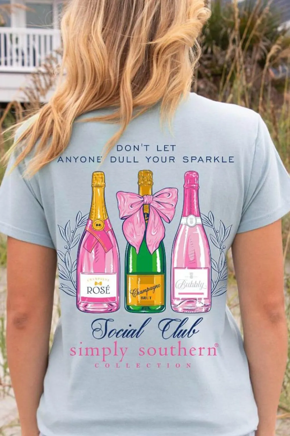 Simply Southern Champagne Sparkle T-Shirt for Women in Blue | SS-SPARKLE-SPOUT sold by Glik’s