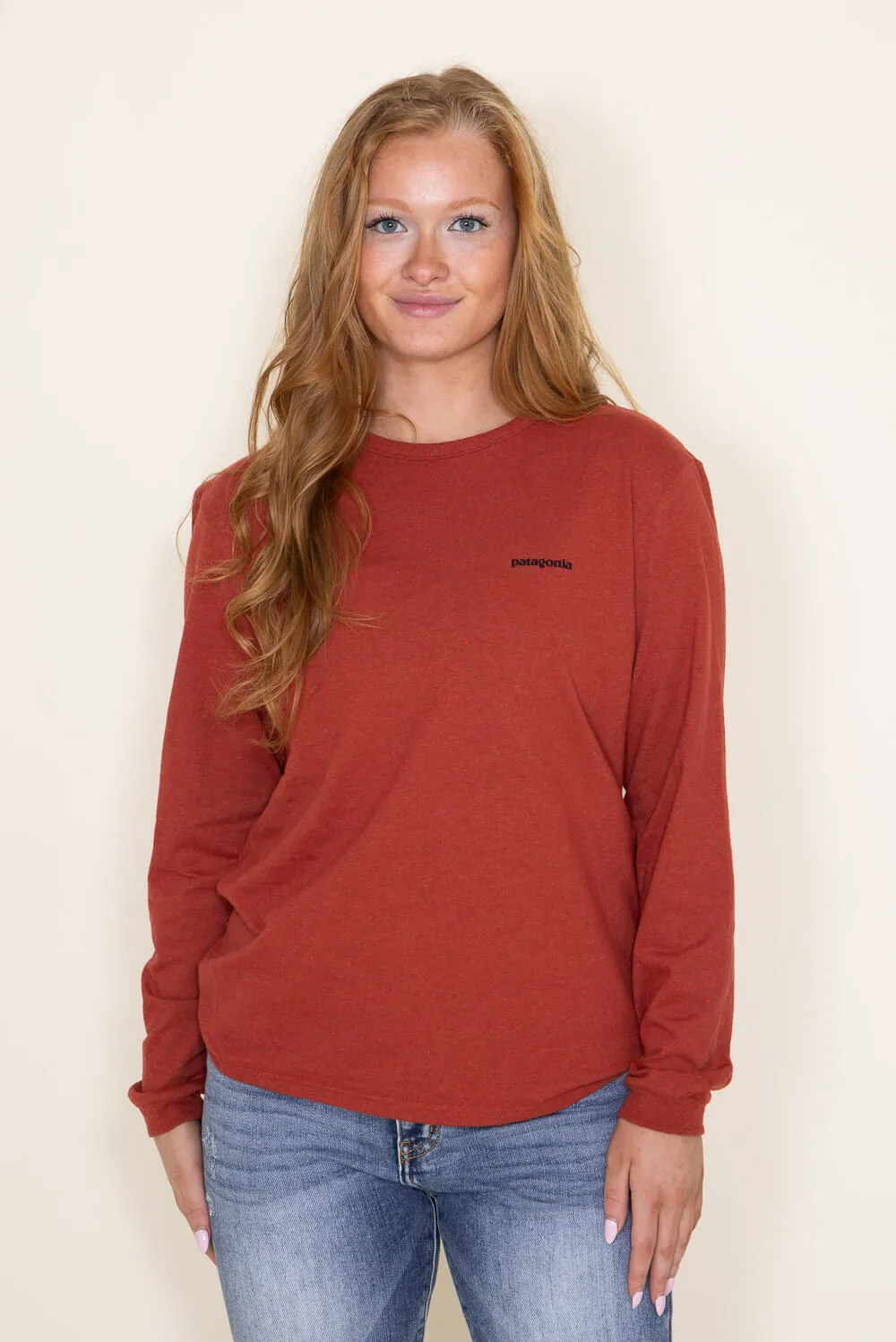 Patagonia Women’s Long Sleeve Logo Responsibili-Tee in Red | 37603-BURD sold by Glik’s product image thumbnail 2
