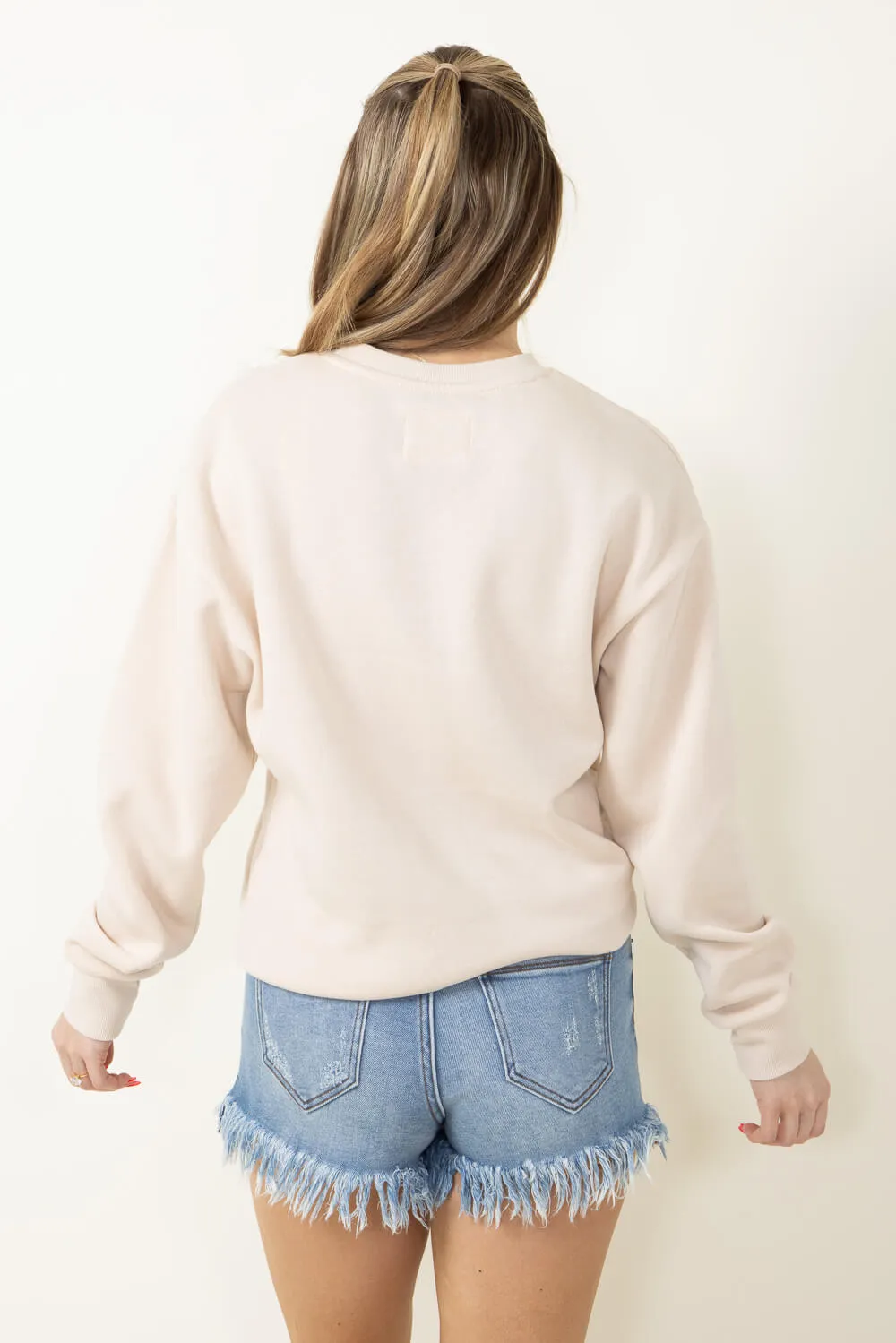 1897 Active Embroidered Michigan Fleece Sweatshirt for Women in Cream | GT-079-CREAM sold by Glik’s product image thumbnail 2