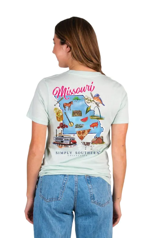 Simply Southern Missouri T-Shirt for Women in Breeze Blue | SS-STATES-MO-BREEZE sold by Glik’s