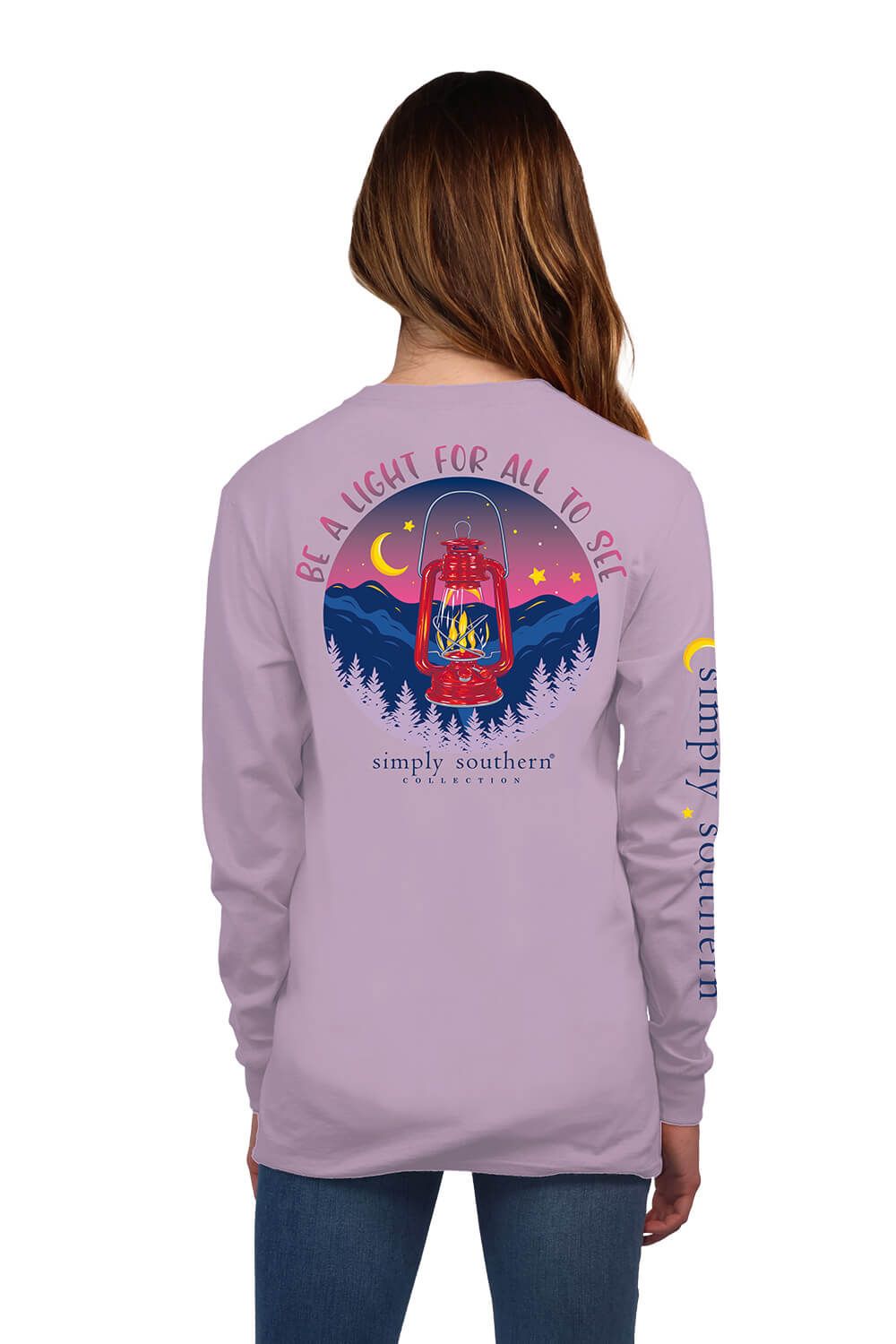 Simply Southern Long Sleeve Be A Light T-Shirt for Women in Lilac | LS-LANTERN-LILAC sold by Glik’s