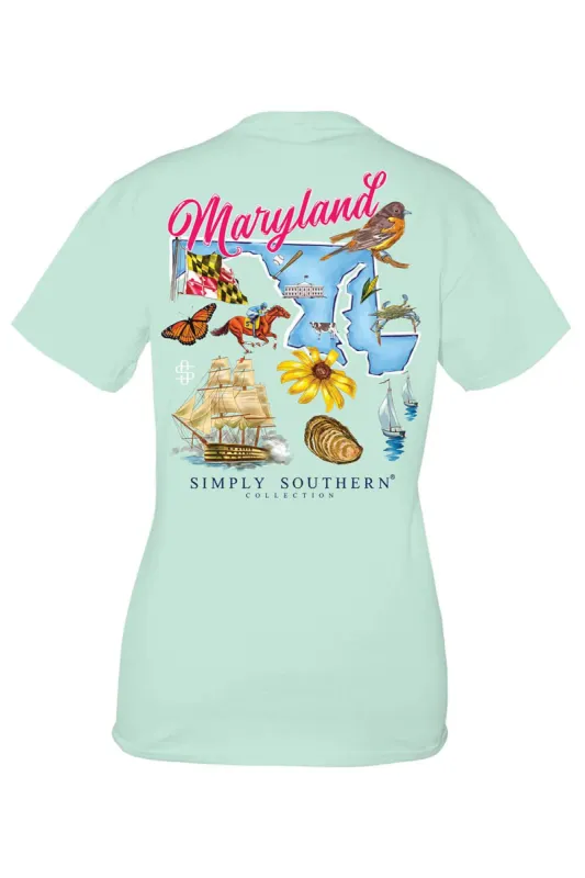 Simply Southern Plus Size Maryland T-Shirt for Women in Breeze Blue | EXT-SS-STATES-MD-BREEZE sold by Glik’s