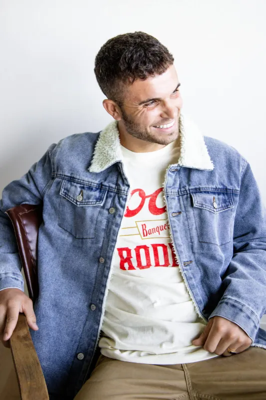 Denim Sherpa Lined Trucker Jacket for Men | 6JK6001M-LTBLUEDENIM sold by Glik’s