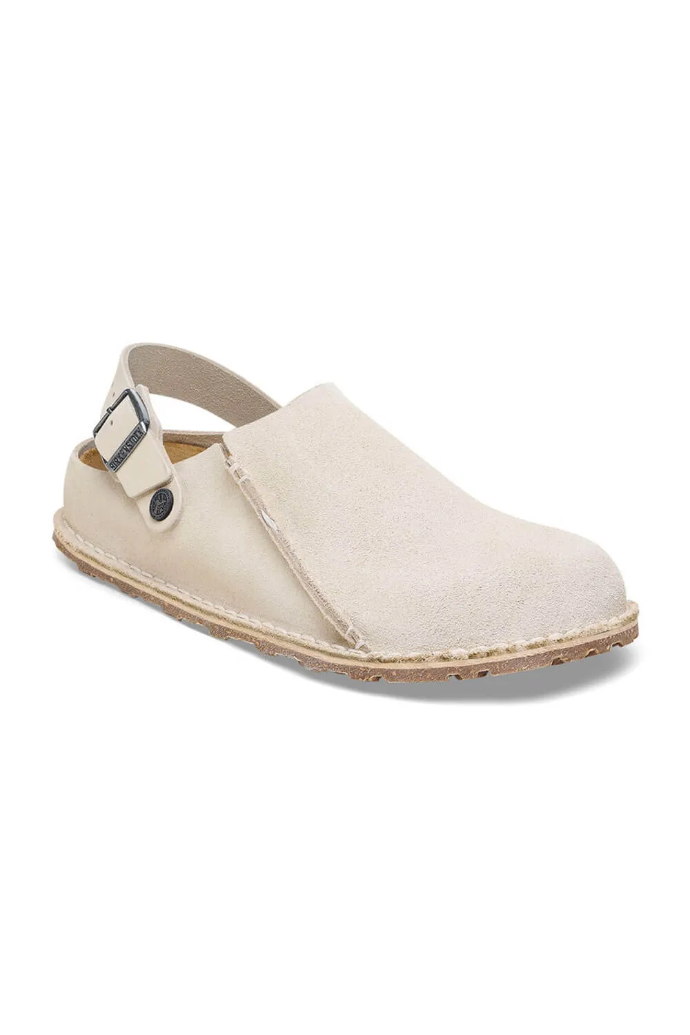 Birkenstock Lutry Premium Suede Leather Clogs for Women in Eggshell | 1026346 sold by Glik’s