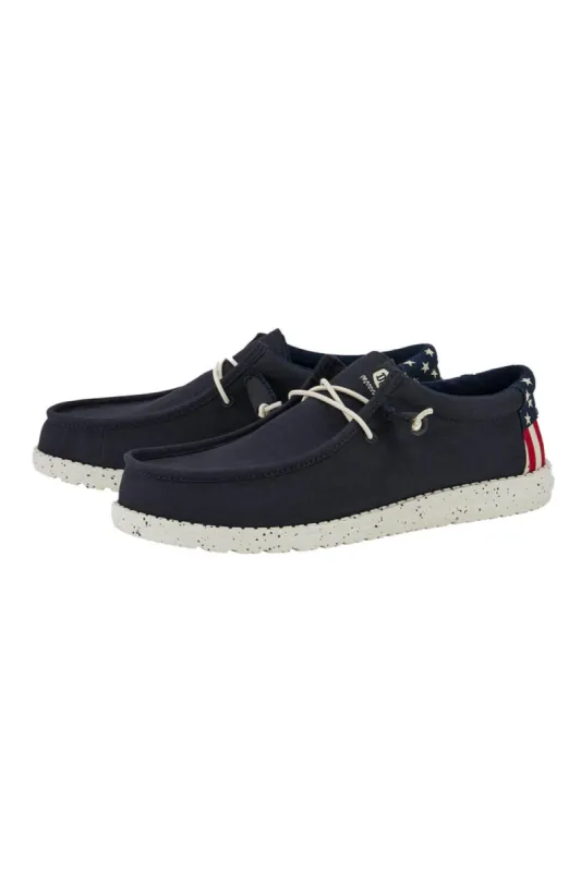 HEYDUDE Men’s Wally Americana Shoes in Navy | 40687-4MQ sold by Glik’s