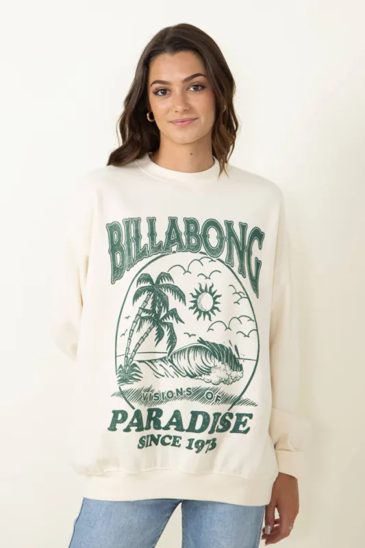 Billabong Ride In Fleece Sweatshirt for Women in White Cap | 24B463406-WCP sold by Glik’s