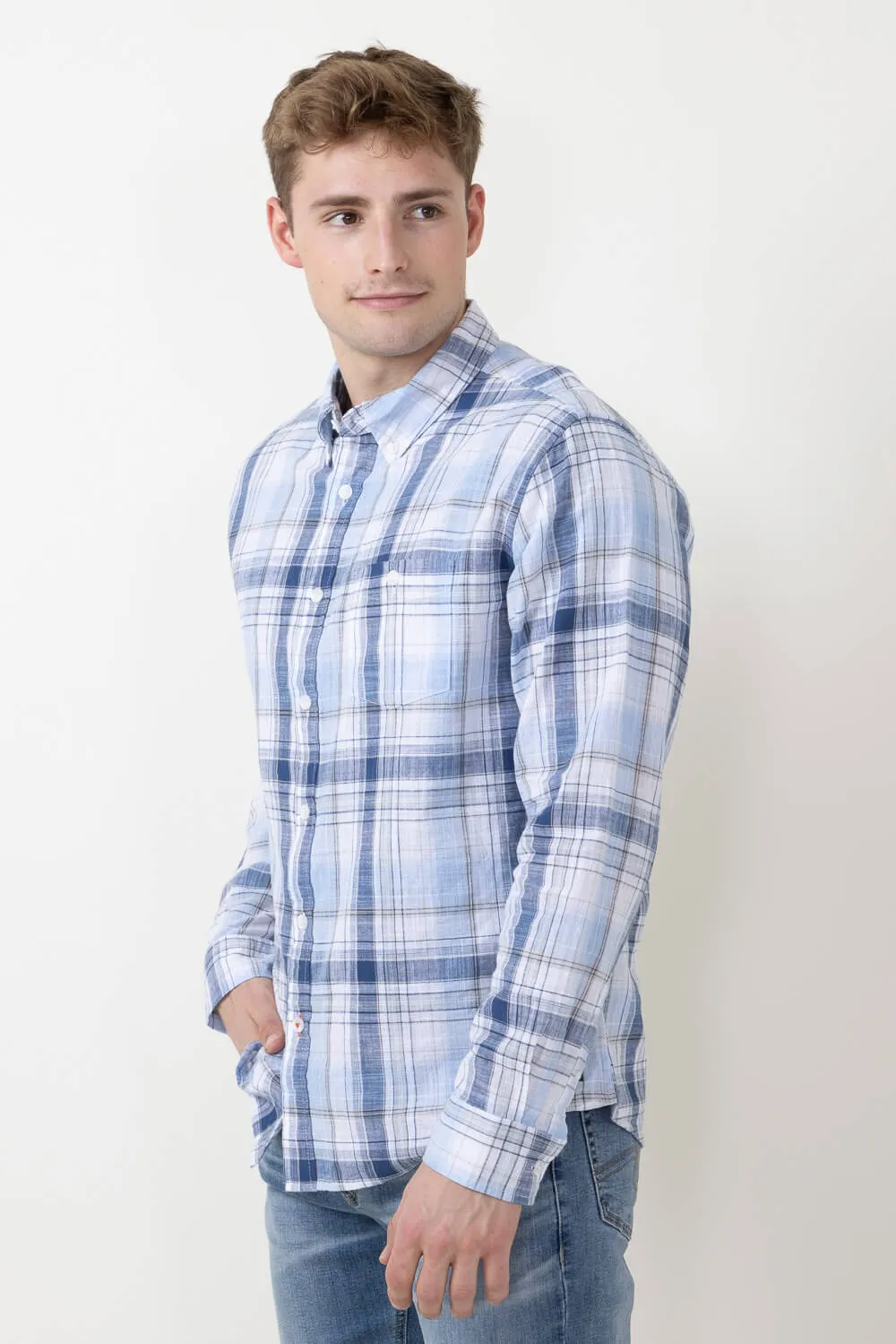 Weatherproof Vintage Lined Cotton Shirt for Men in Plaid Blue | S2485562GK-ICEWATER sold by Glik’s product image thumbnail 4