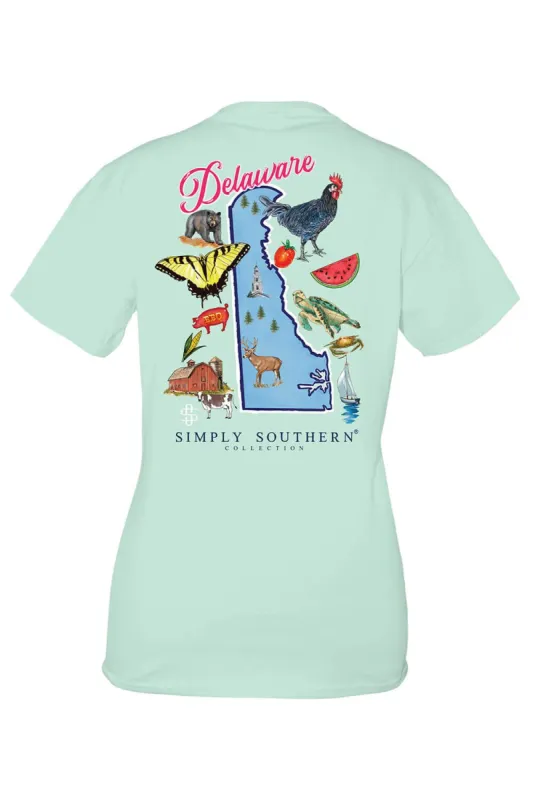 Simply Southern Plus Size Delaware T-Shirt for Women in Breeze Blue | EXT-SS-STATES-DE-BREEZE sold by Glik’s