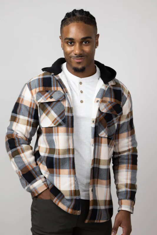 Polar Hooded Shirt Jacket for Men in Off White | MTJ05213F4-OFFWHITE sold by Glik’s