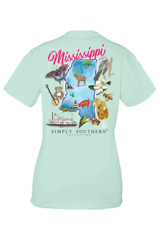 Simply Southern Plus Size Mississippi T-Shirt for Women in Breeze Blue | EXT-SS-STATES-MS-BREEZE sold by Glik’s