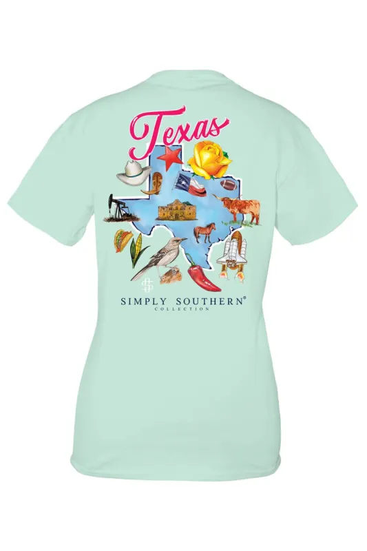 Simply Southern Plus Size Texas T-Shirt for Women in Breeze Blue | EXT-SS-STATES-TX-BREEZE sold by Glik’s
