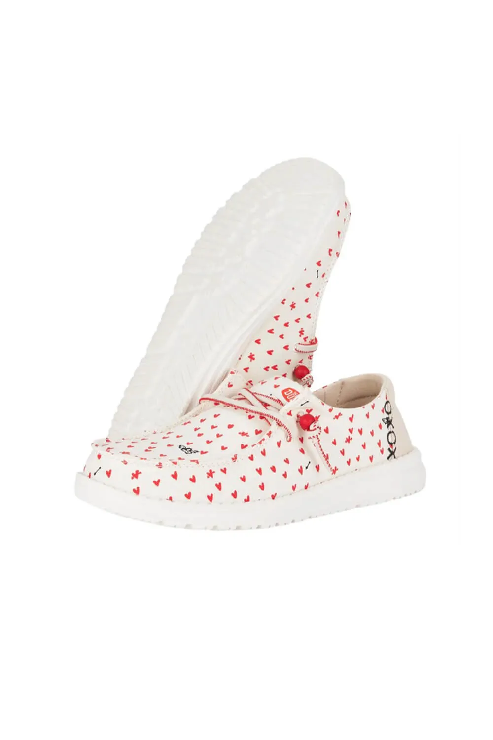 HEYDUDE Youth Girl’s Wendy Hearts Shoes in White/Red | 41154-119 sold by Glik’s product image thumbnail 3