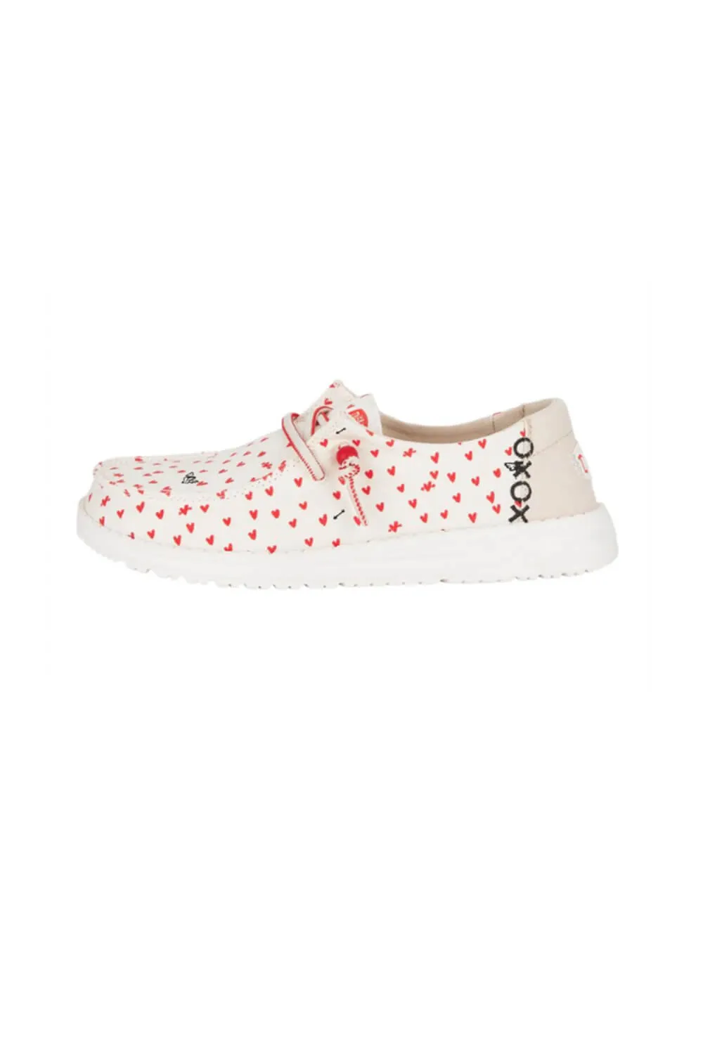 HEYDUDE Youth Girl’s Wendy Hearts Shoes in White/Red | 41154-119 sold by Glik’s product image thumbnail 2