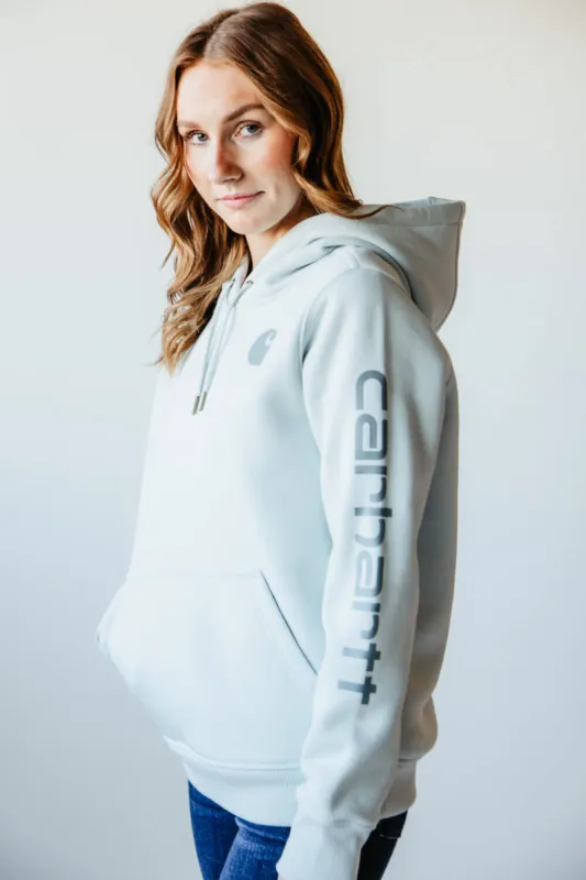 Carhartt Logo Sleeve Midweight Hoodie for Women in Blue | 102791-E73 sold by Glik’s