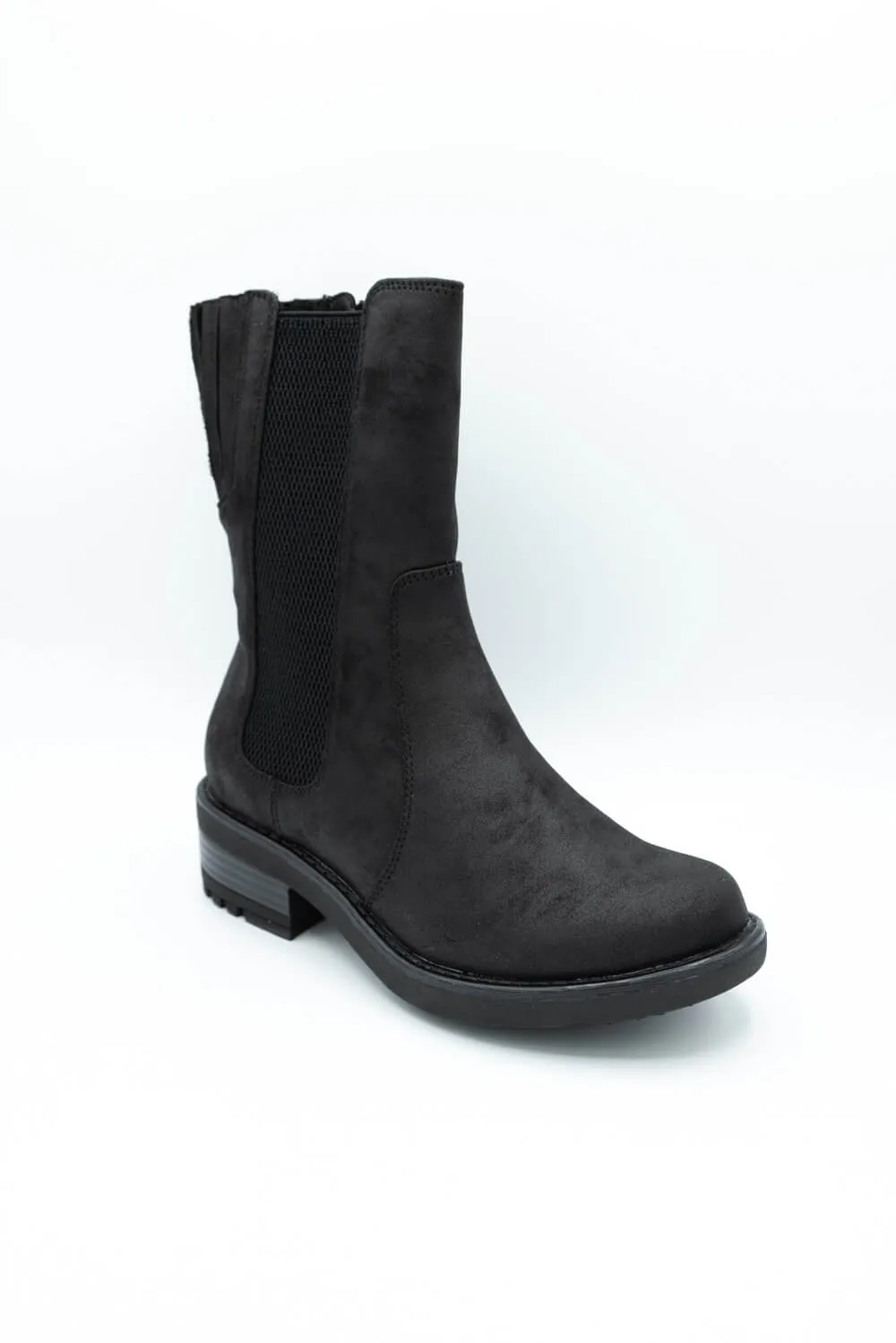 B52 by Bullboxer Mid Calf Lug Booties for Women in Black | 427647F6T-BLACK sold by Glik’s