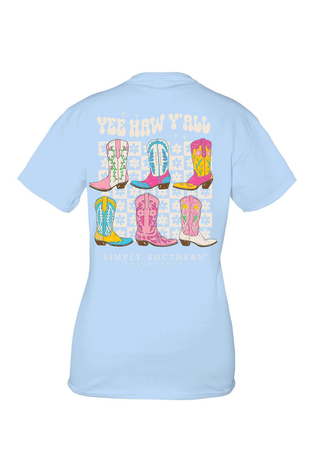 Simply Southern Plus Size Yeehaw Ya’ll T-Shirt for Women in Blue | EXT-SS-BOOTS-HERON sold by Glik’s