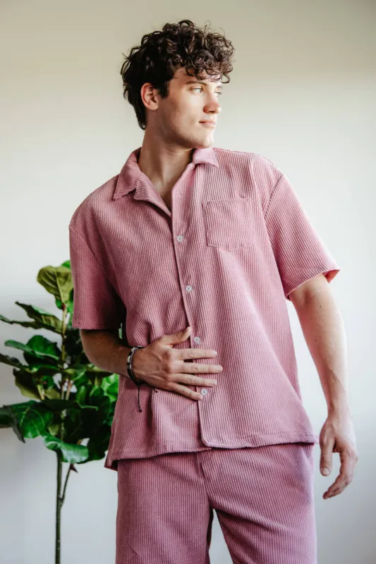 Corduroy Button Up Shirt for Men in Coral | SW35-FW3-CORAL sold by Glik’s