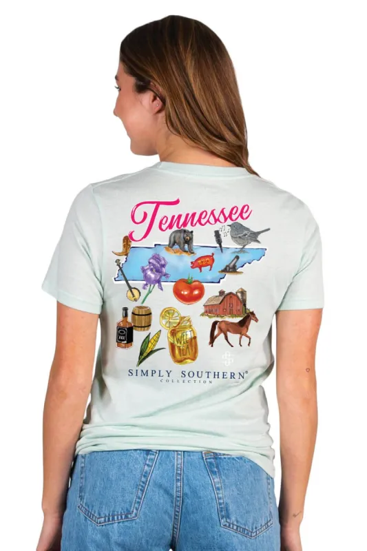 Simply Southern Tennessee T-Shirt for Women in Breeze Blue | SS-STATES-TN-BREEZE sold by Glik’s