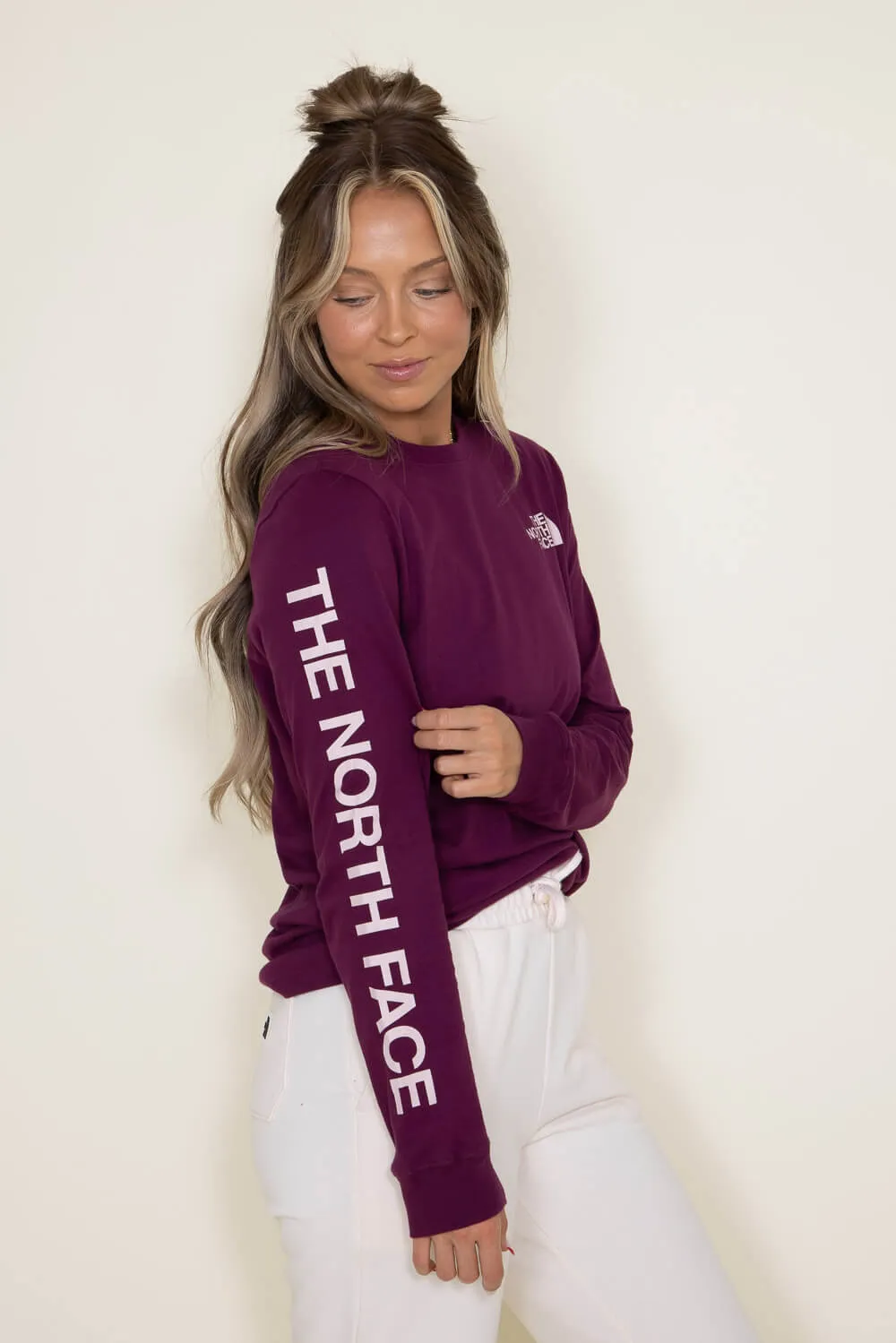 The North Face Logo Long Sleeve T-Shirt for Women in Boysenberry | NF0A81U8-K6I sold by Glik’s product image thumbnail 5