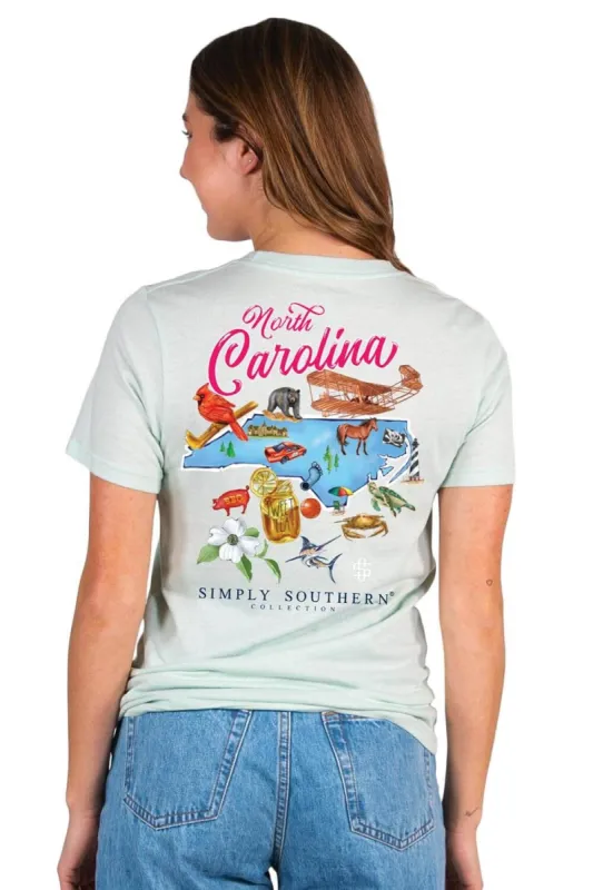 Simply Southern North Carolina T-Shirt for Women in Breeze Blue | SS-STATES-NC-BREEZE sold by Glik’s