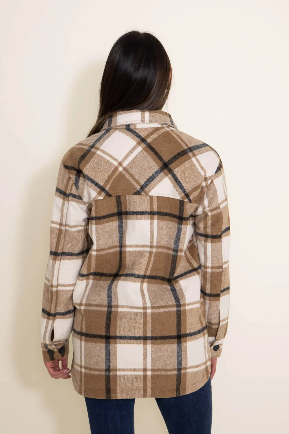 Thread & Supply Chandler Shacket for Women in Tan Plaid | J2071P-TANIVORYPLAID sold by Glik’s product image thumbnail 2
