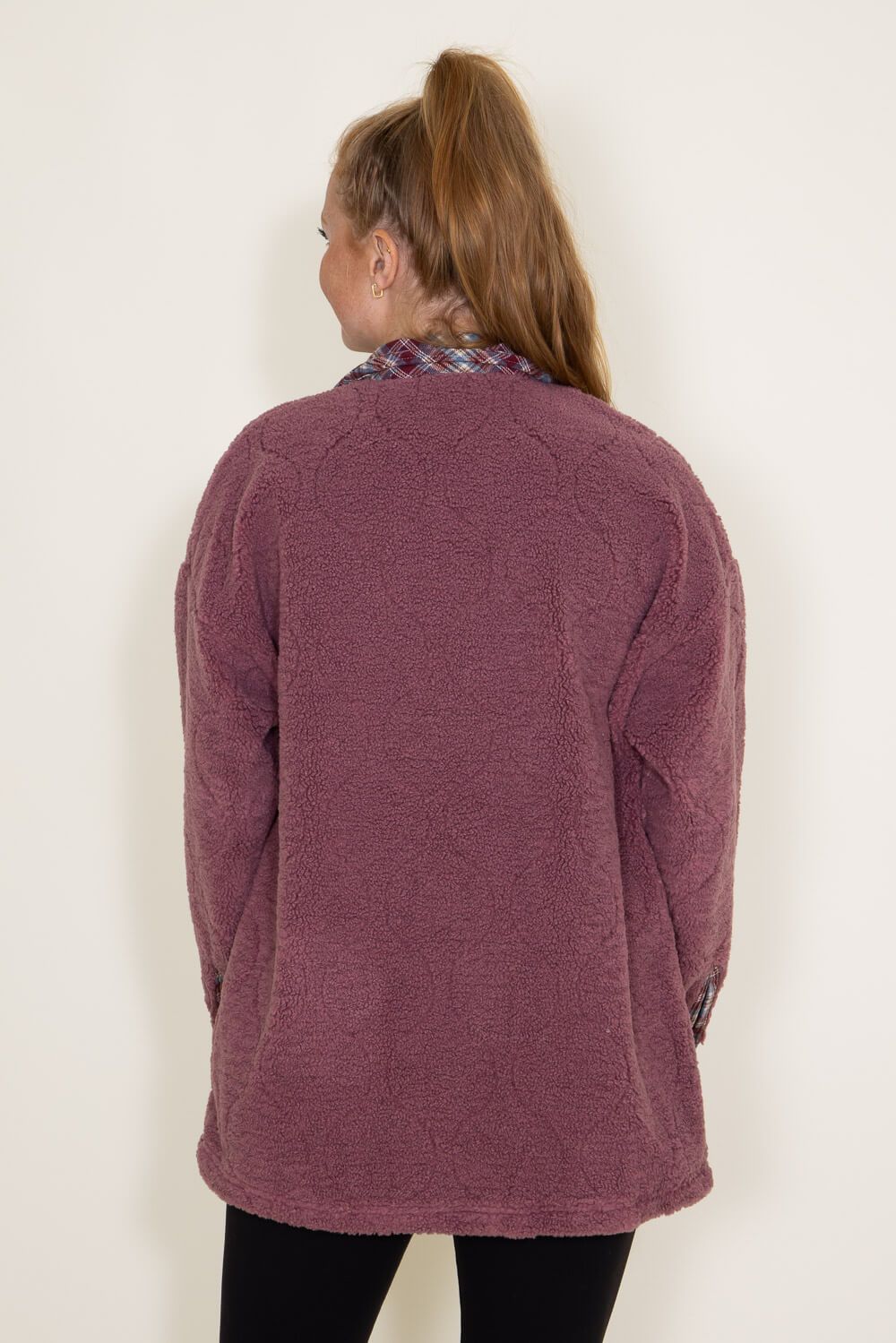 Simply Southern Quilted Plaid Sherpa Shacket for Women in Rose | PP-0223-QLTD-SHKT-ROSE sold by Glik’s product image thumbnail 2