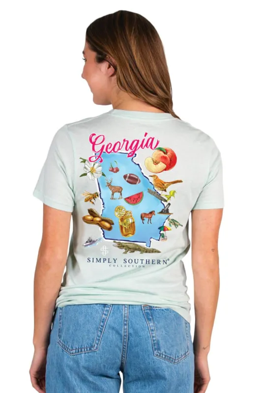 Simply Southern Georgia T-Shirt for Women in Breeze Blue | SS-STATES-GA-BREEZE sold by Glik’s