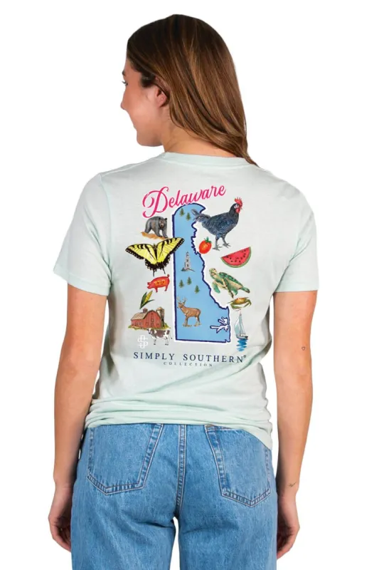 Simply Southern Delaware T-Shirt for Women in Breeze Blue | SS-STATES-DE-BREEZE sold by Glik’s