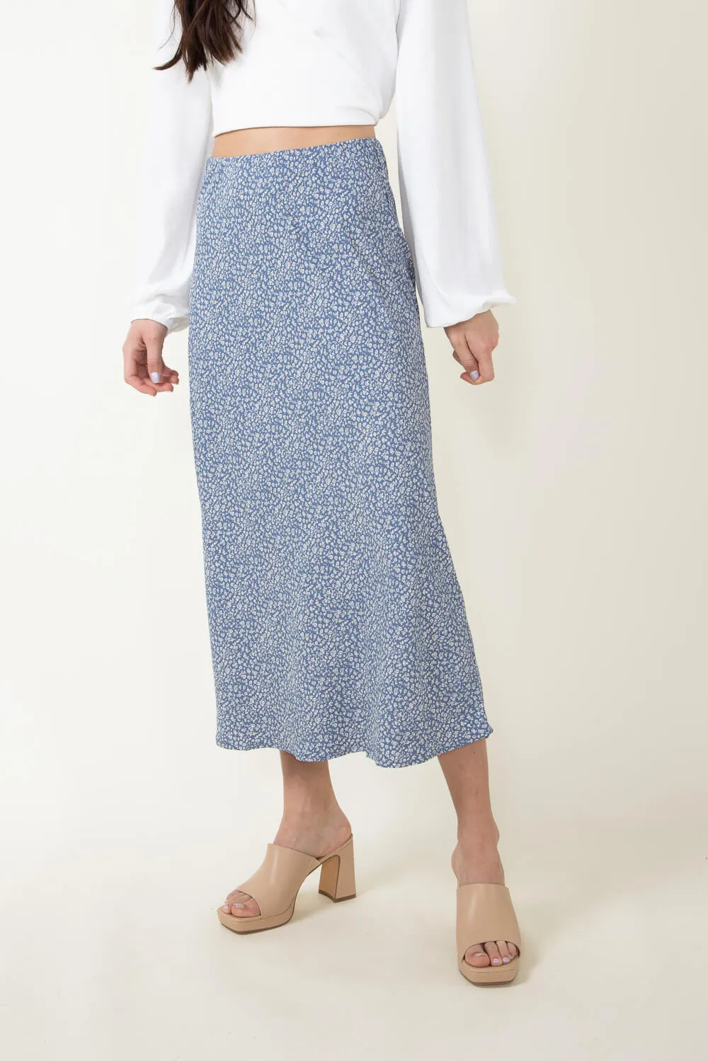 Ditsy Floral Midi Skirt for Women in Blue | 71120-SKYBLUE sold by Glik’s product image thumbnail 5