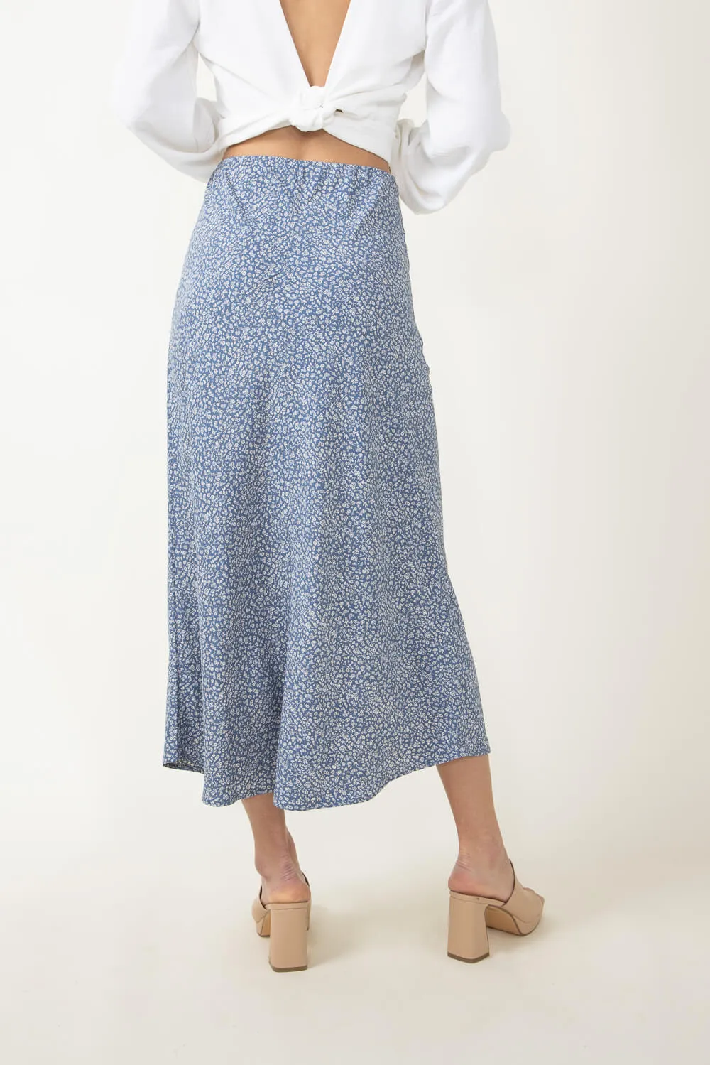 Ditsy Floral Midi Skirt for Women in Blue | 71120-SKYBLUE sold by Glik’s product image thumbnail 3