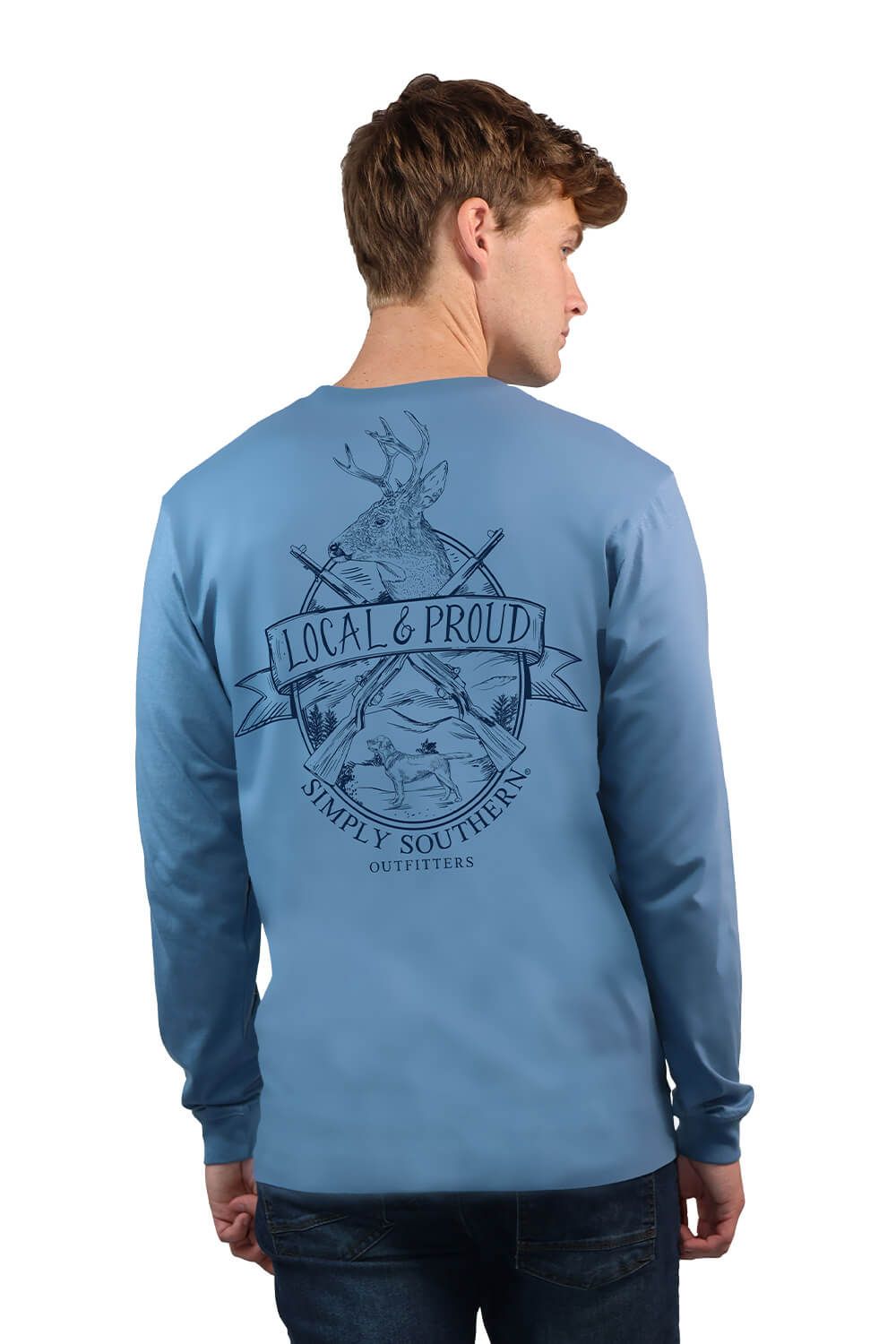 Simply Southern Long Sleeve Proud Gun Deer T-Shirt for Men in Blue | ULS-PROUD-BLUESY sold by Glik’s