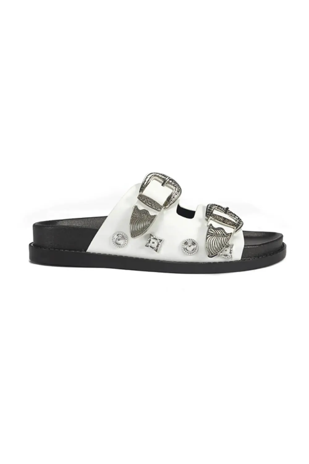 Azalea Wang Bocaraton Gem Slides for Women in White | BOCARATON-WHITE sold by Glik’s product image thumbnail 3