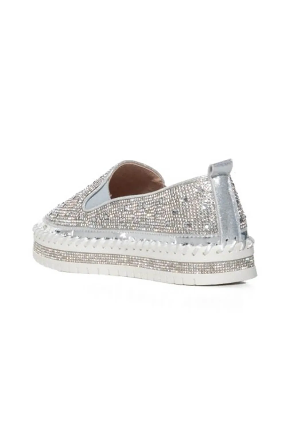 Azalea Wang Brittany Rhinestone Slip On Shoes for Women in Silver | BRITTANY-SILVER sold by Glik’s product image thumbnail 5